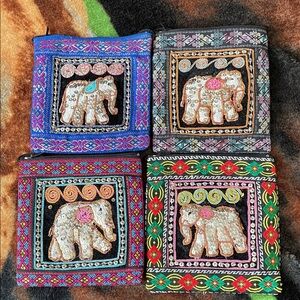 Colorful Cambodian Elephant Embroidered Purses